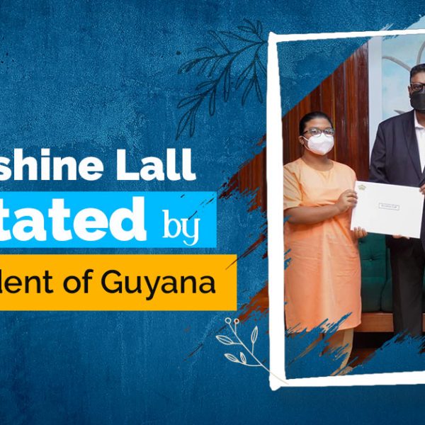 Ms. Roushine Lall Felicitated By Hon. Prsident of Guyana